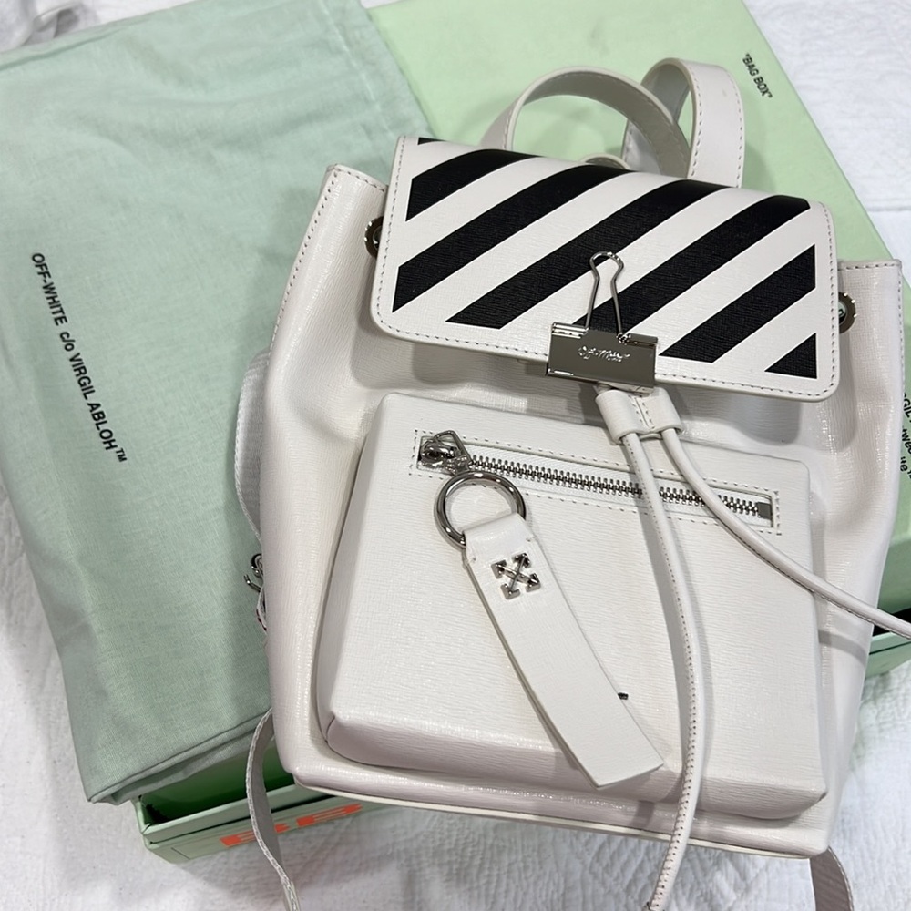 NWT 100% authentic Off-white leather mini back pack